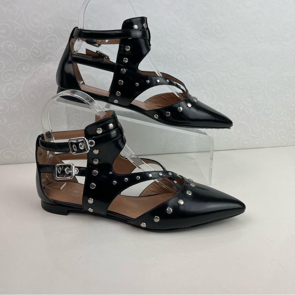 Twinset Simona Barbieri Ballerinas Black Straps Flats Womens Shoe Sz EU 36 US 6
